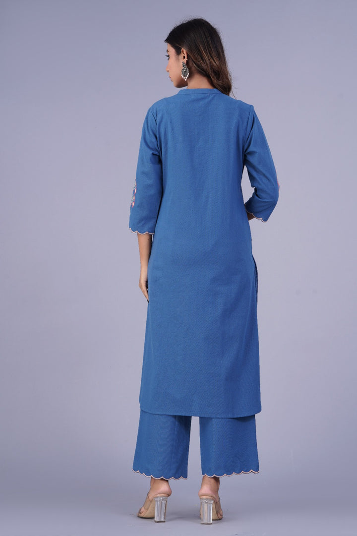Hardik indo embroidery cotton kurta pant set