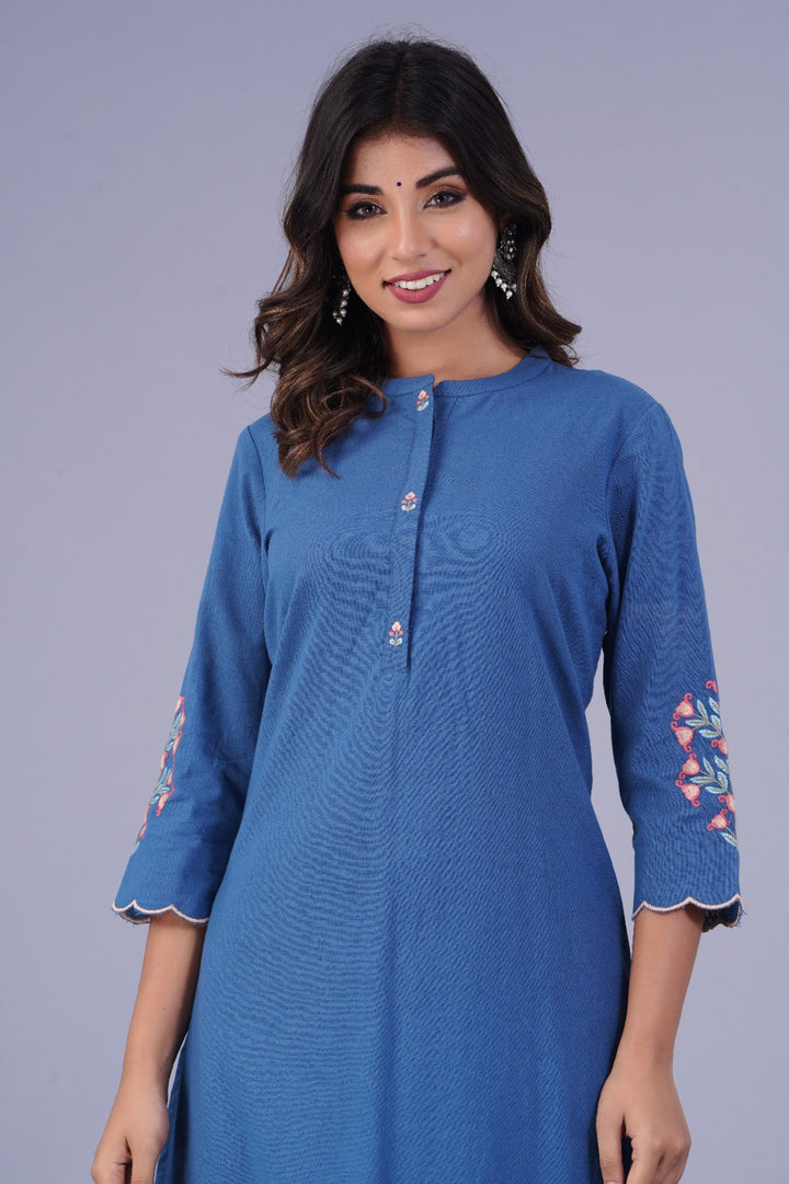 Hardik indo embroidery cotton kurta pant set