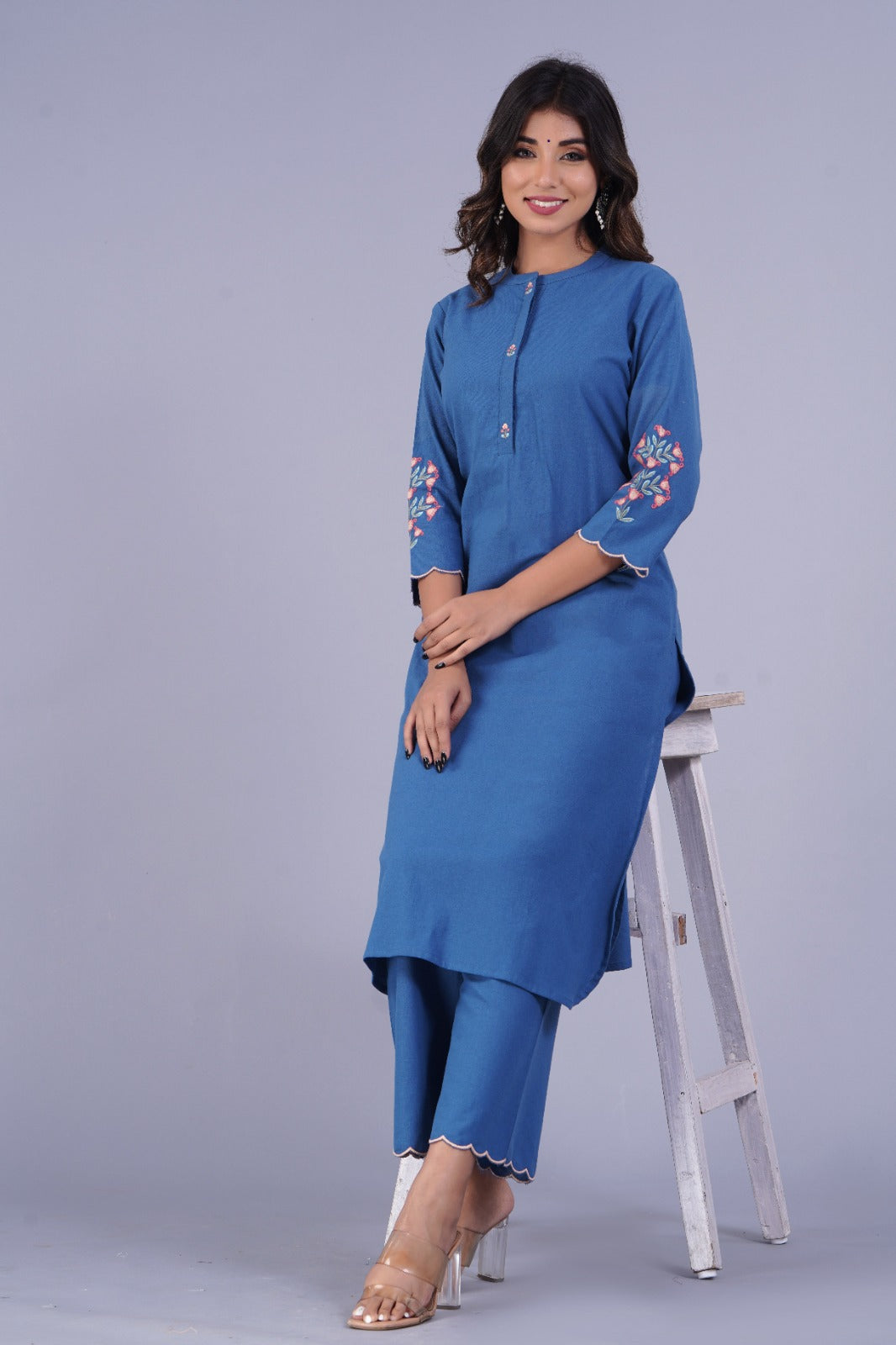 Hardik indo embroidery cotton kurta pant set