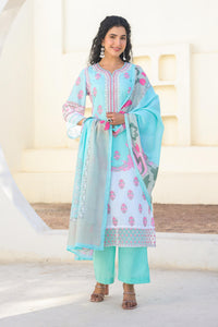 Lakshita Sky printed cotton suit set