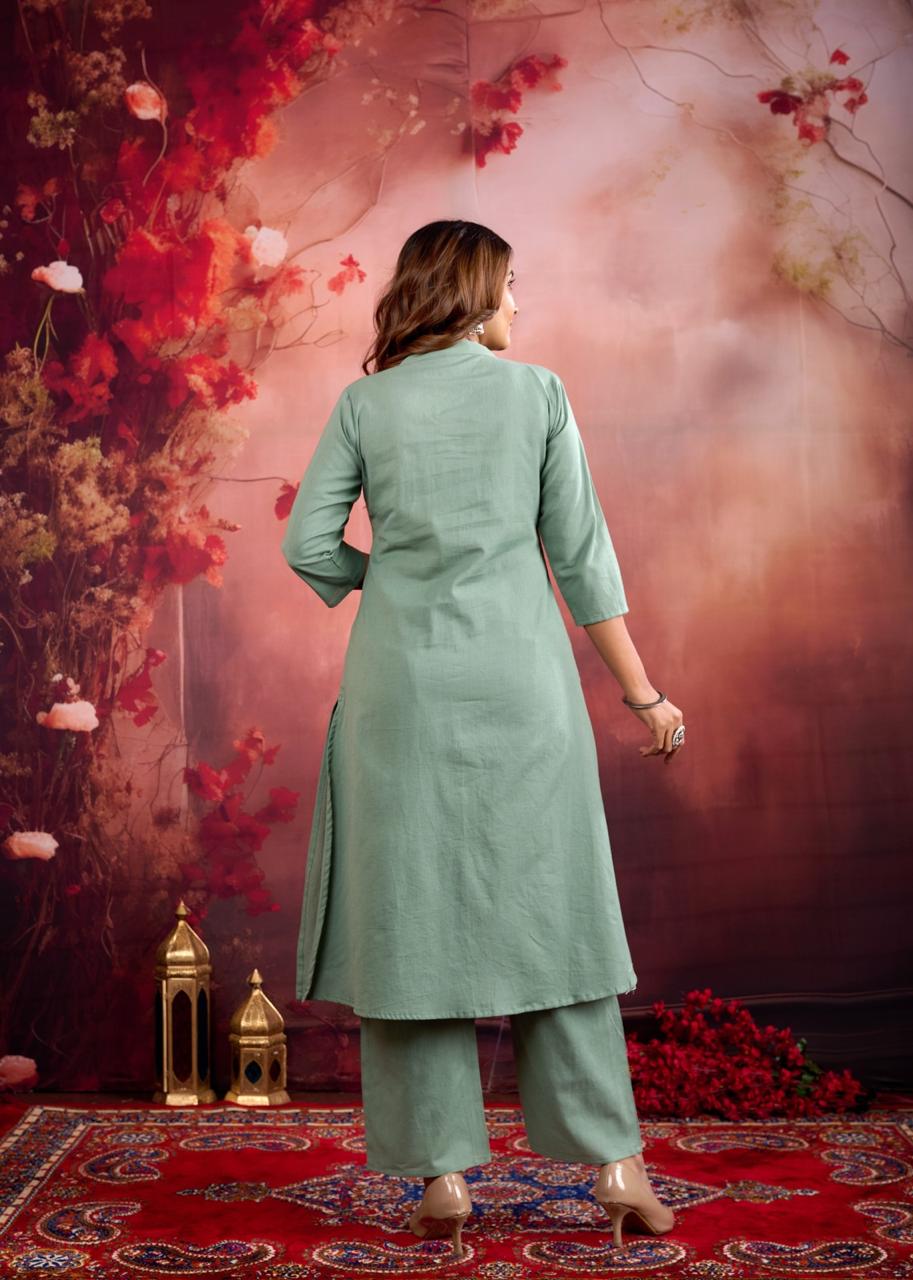 Rajhans pear embroidery cotton kurta pant set