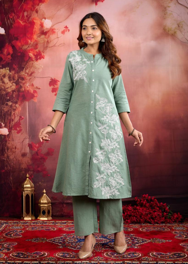 Rajhans pear embroidery cotton kurta pant set