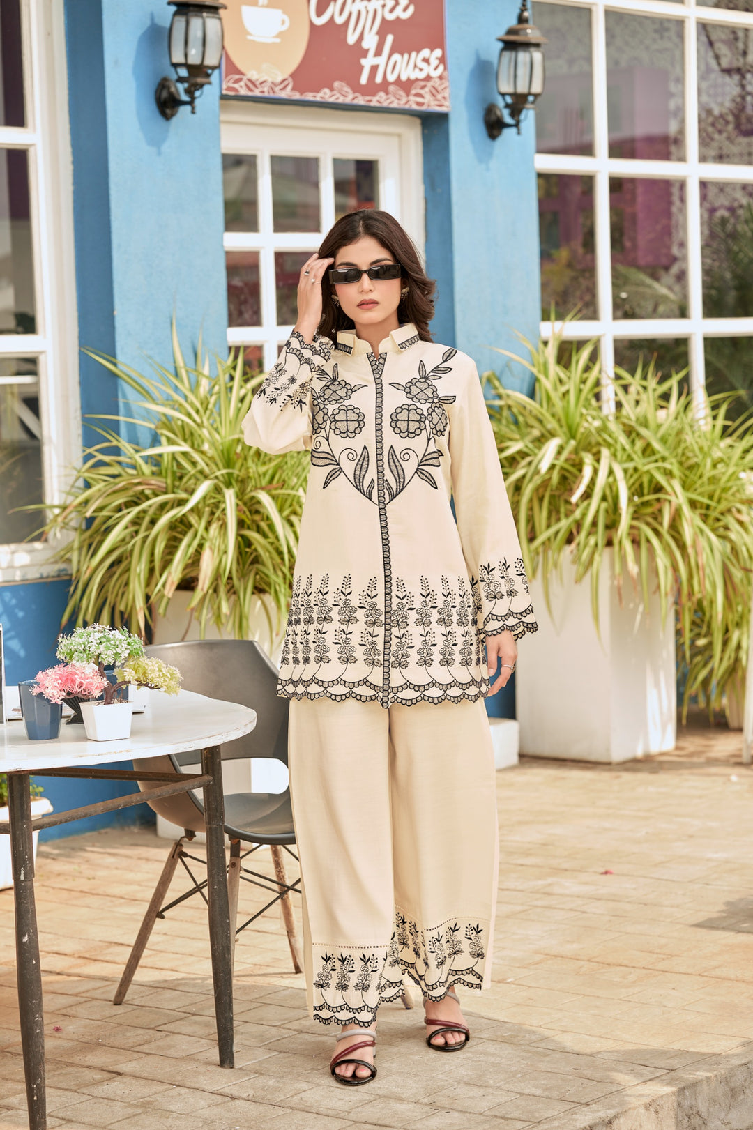 Akira Pearl Embroidered Co-ord Set