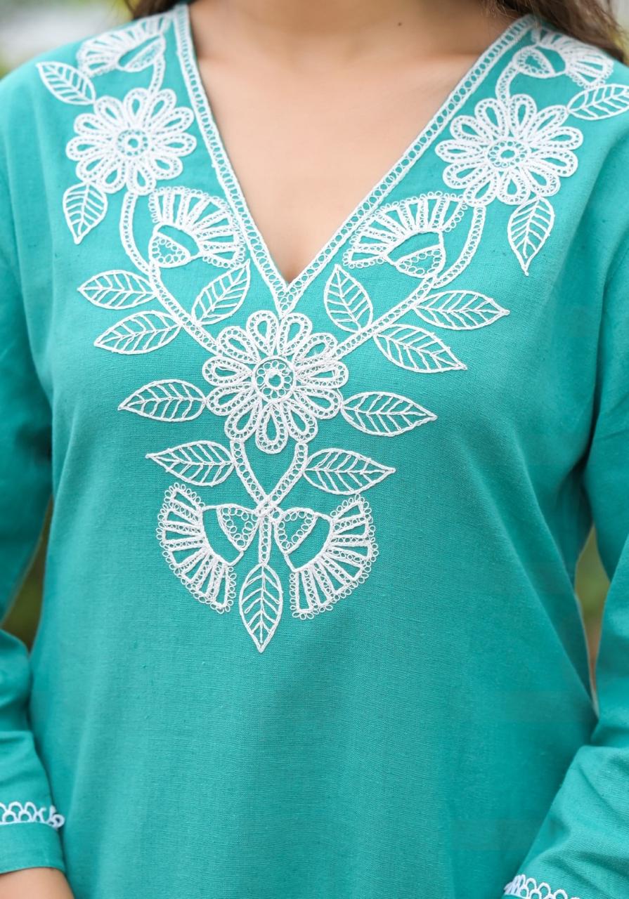 Bhakti Hibis Embroidery Co-ord Set