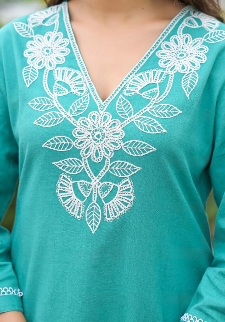 Bhakti Hibis Embroidery Co-ord Set