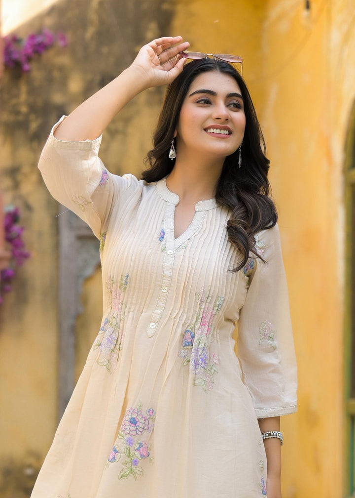 Lakshita Vanilla Embroidery Cotton Co-ord Set