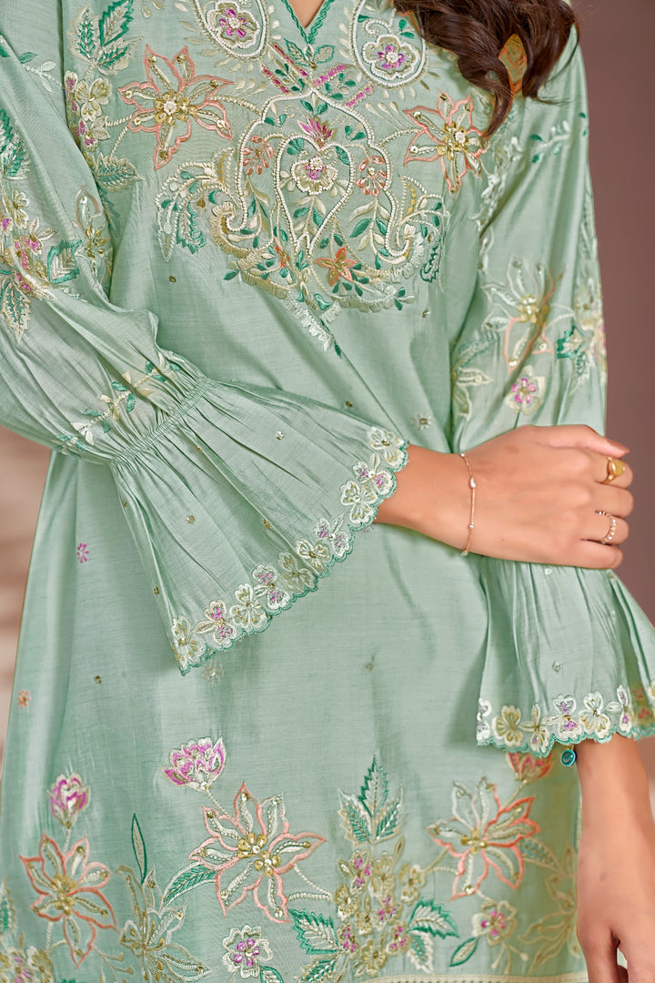 Ayat Minty Embroidery Co-ord Set