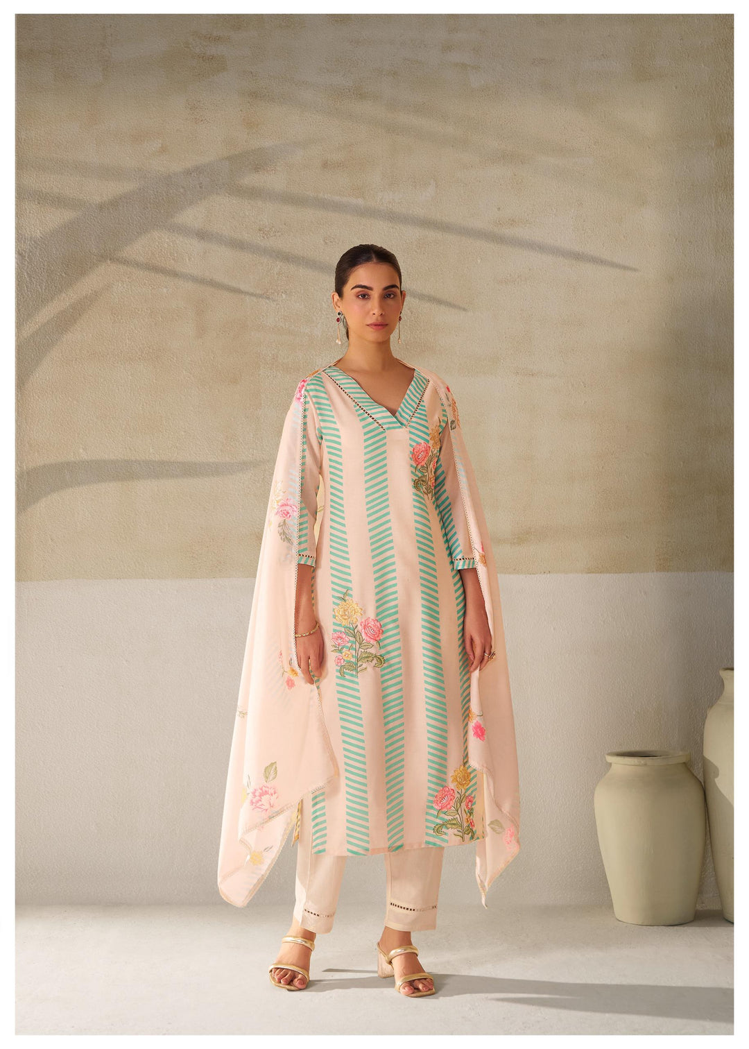 Nadira Palegreen Linen Cotton Suit set
