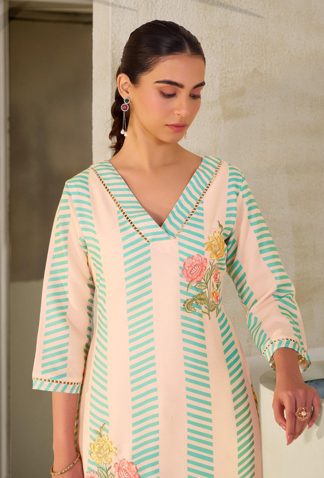Nadira Palegreen Linen Cotton Suit set