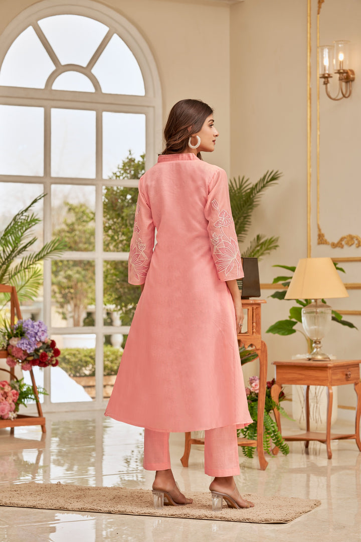 Gaurisha Salmon Pure Mul Applique Suit Set