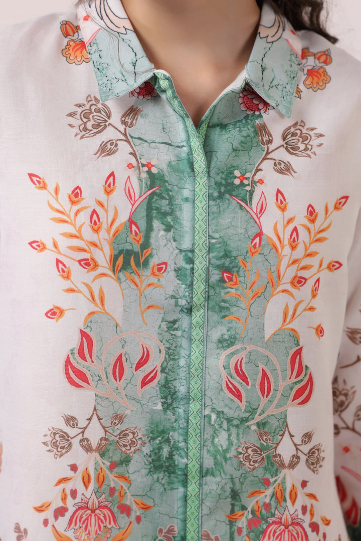 Kara Pine Linen Printed Co-ord set