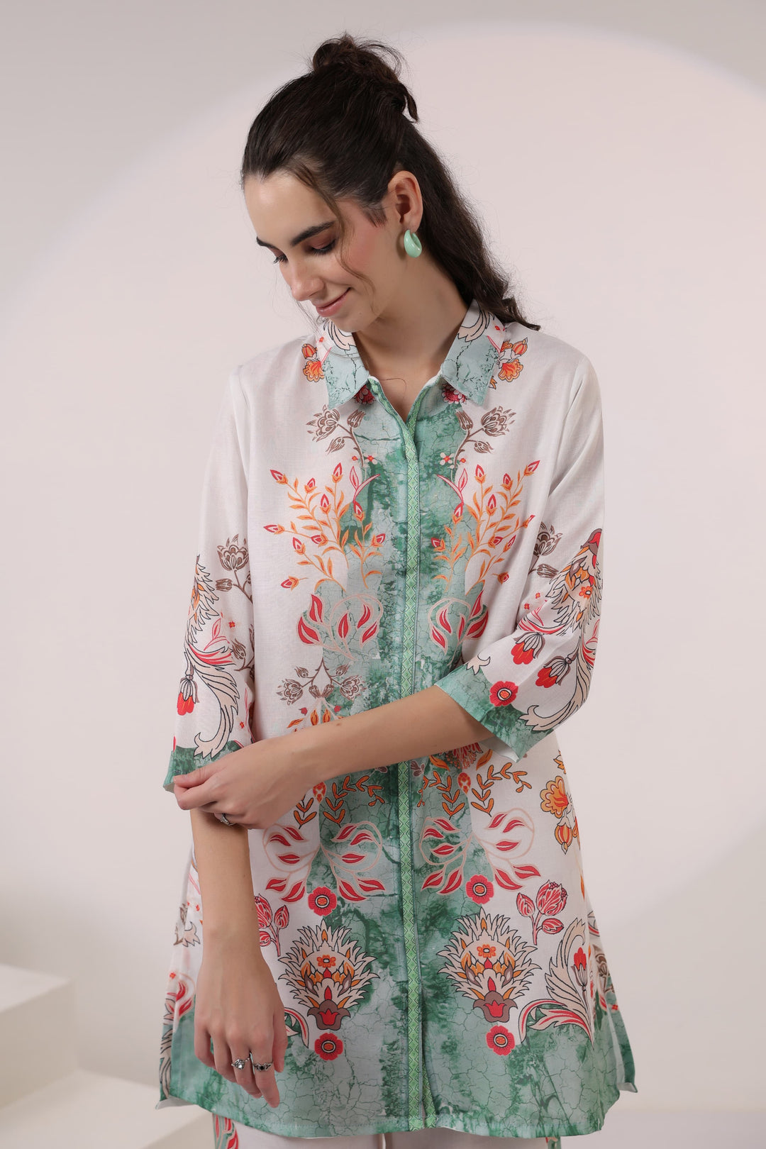 Kara Pine Linen Printed Co-ord set