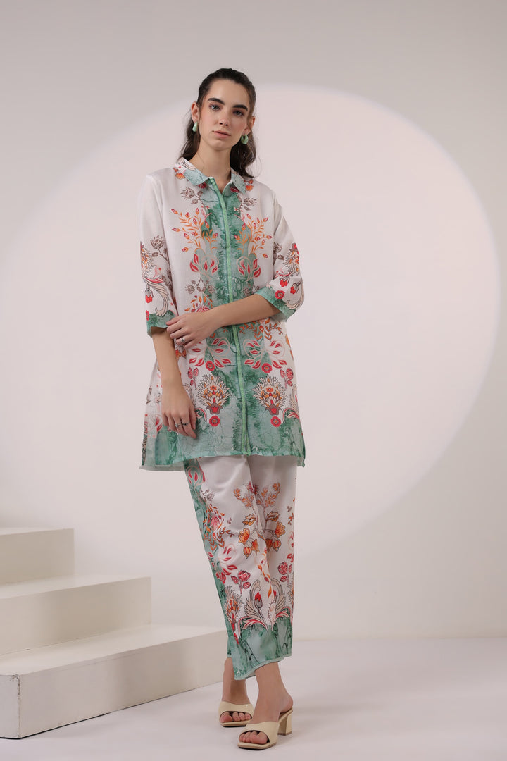 Kara Pine Linen Printed Co-ord set
