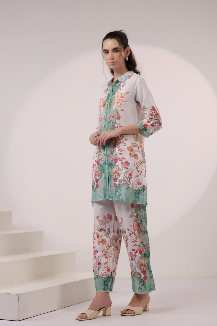 Kara Pine Linen Printed Co-ord set