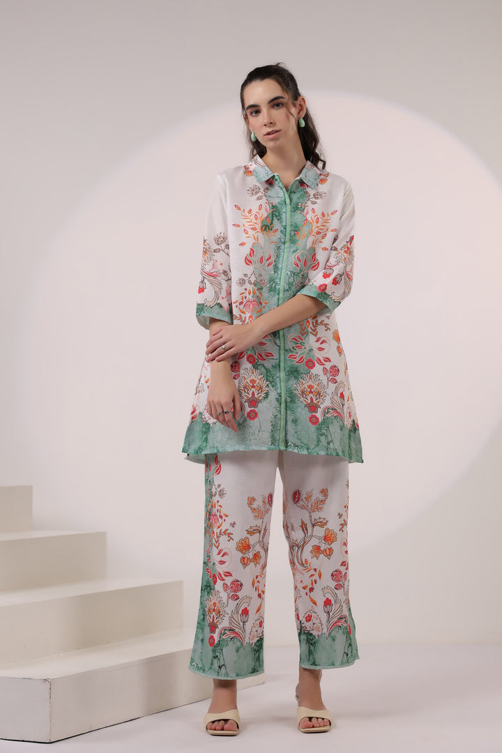 Kara Pine Linen Printed Co-ord set