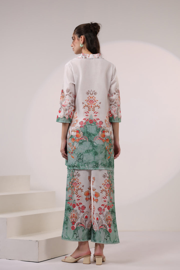 Kara Pine Linen Printed Co-ord set