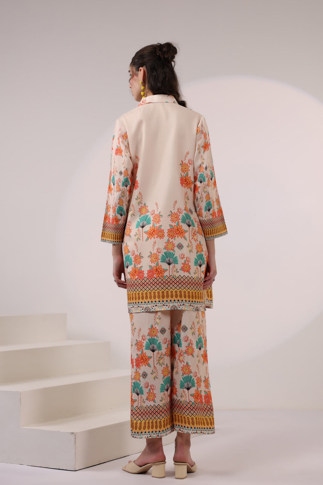 Kara Caramel Linen Printed Co-ord Set