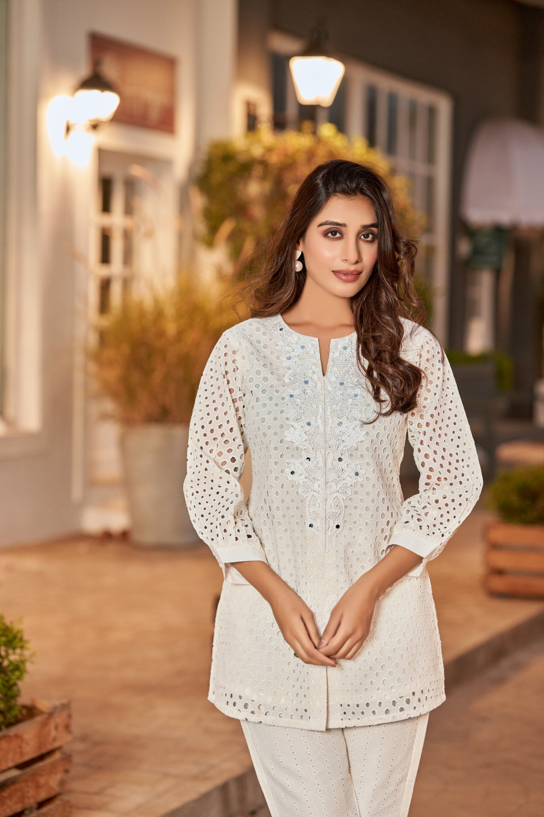 Iyana Frosty Shchiffli cotton co-ord set