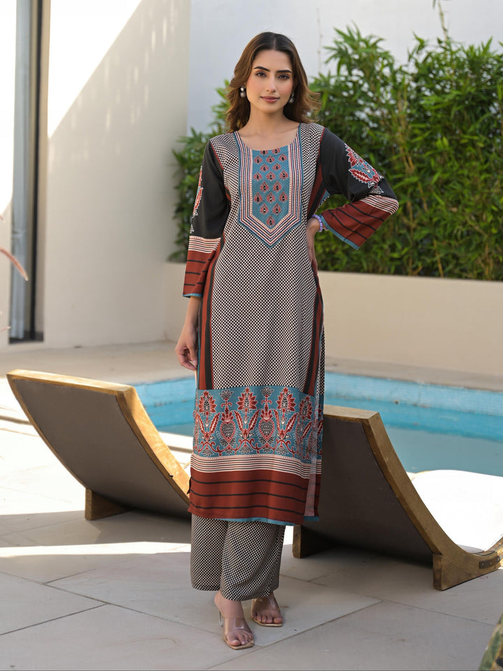 Hardik Ajra Cotton Printed Kurta Pant Set