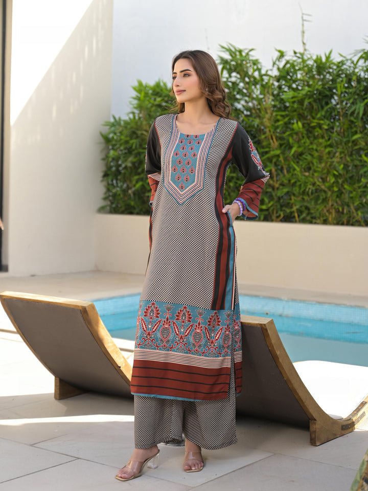 Hardik Ajra Cotton Printed Kurta Pant Set