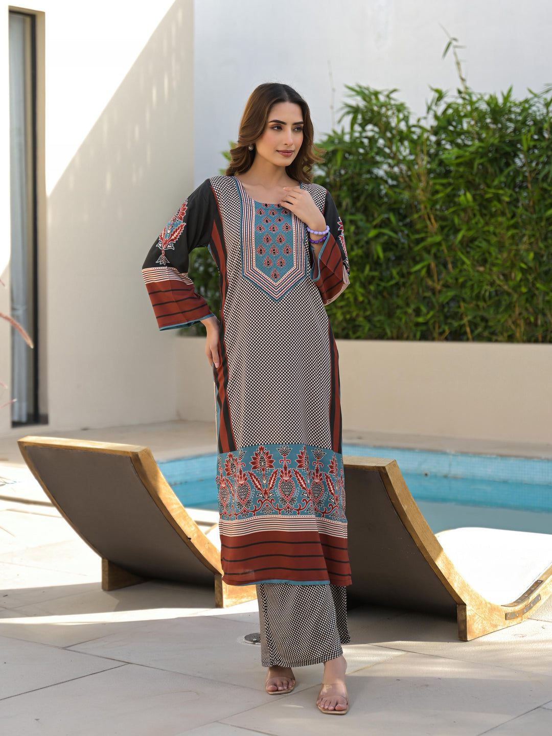 Hardik Ajra Cotton Printed Kurta Pant Set