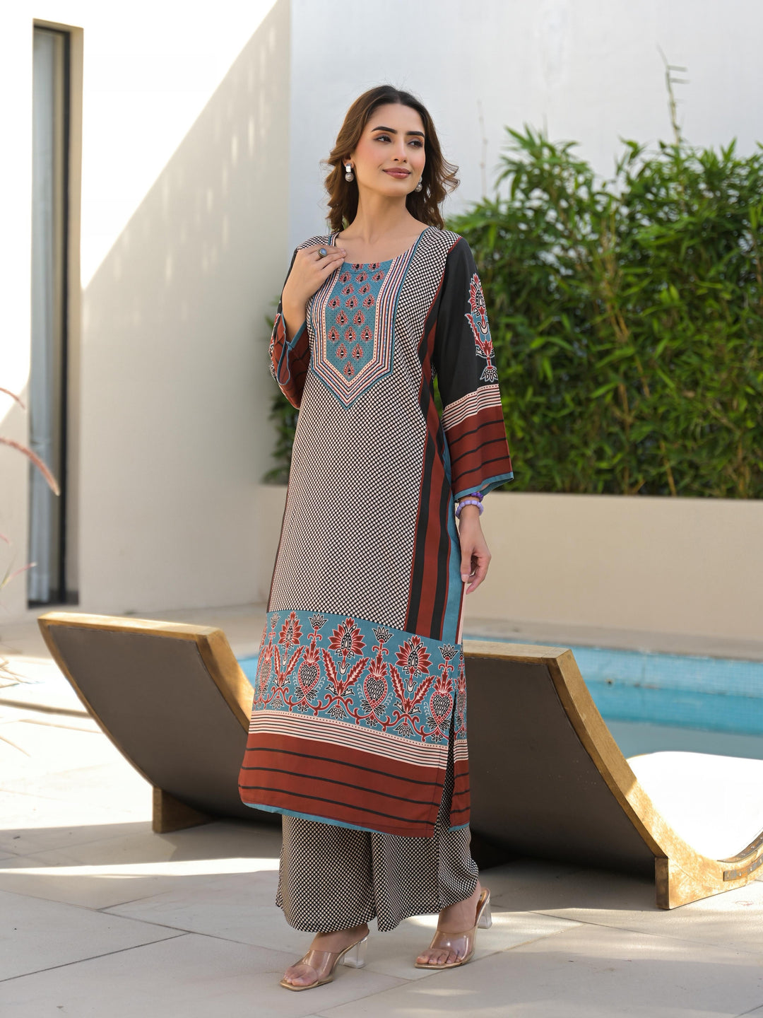 Hardik Ajra Cotton Printed Kurta Pant Set