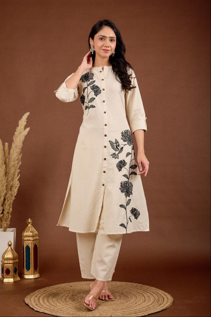 Rajhans Mono Embroidery Cotton Co-ord Set