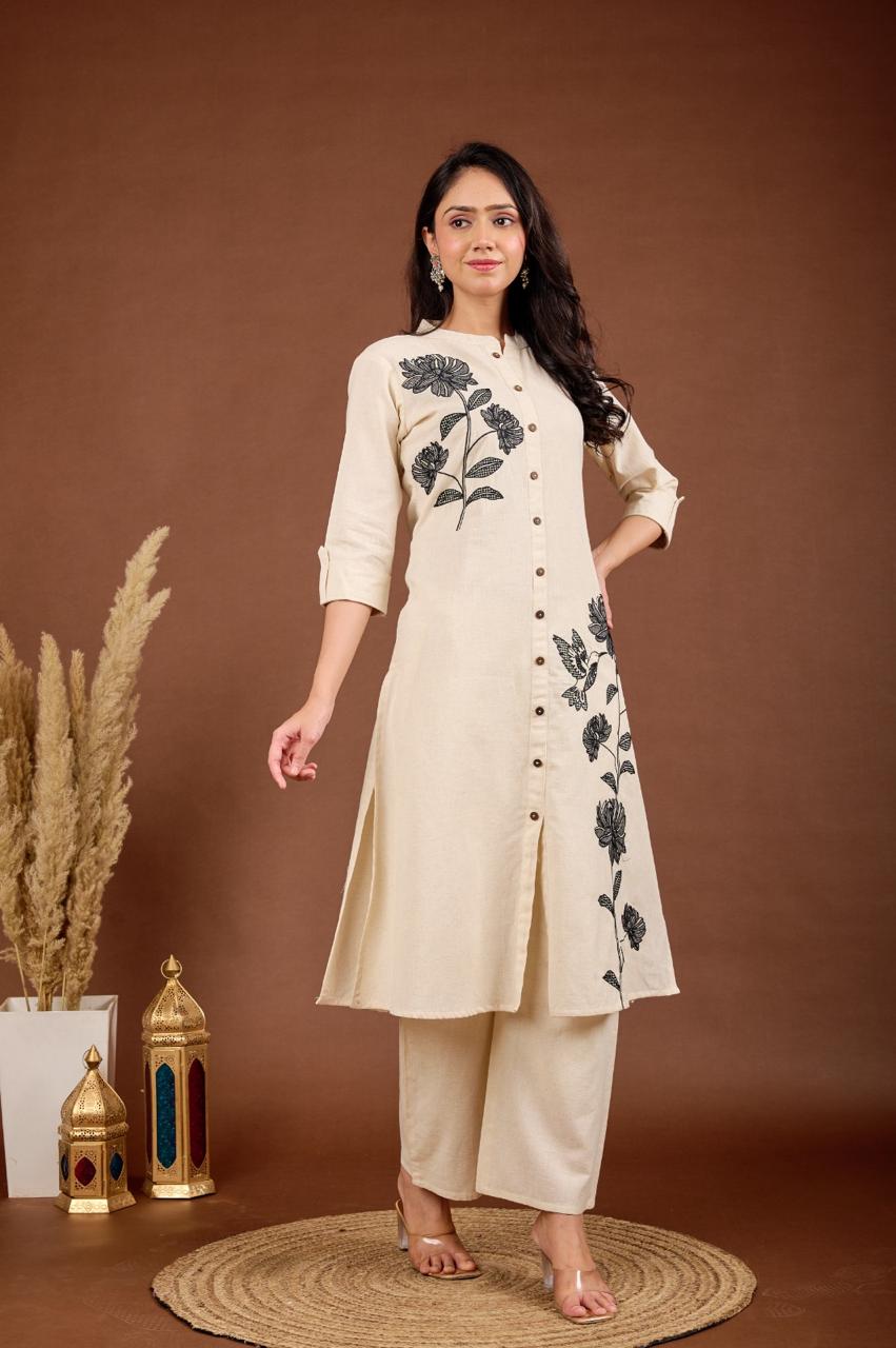 Rajhans Mono Embroidery Cotton Co-ord Set