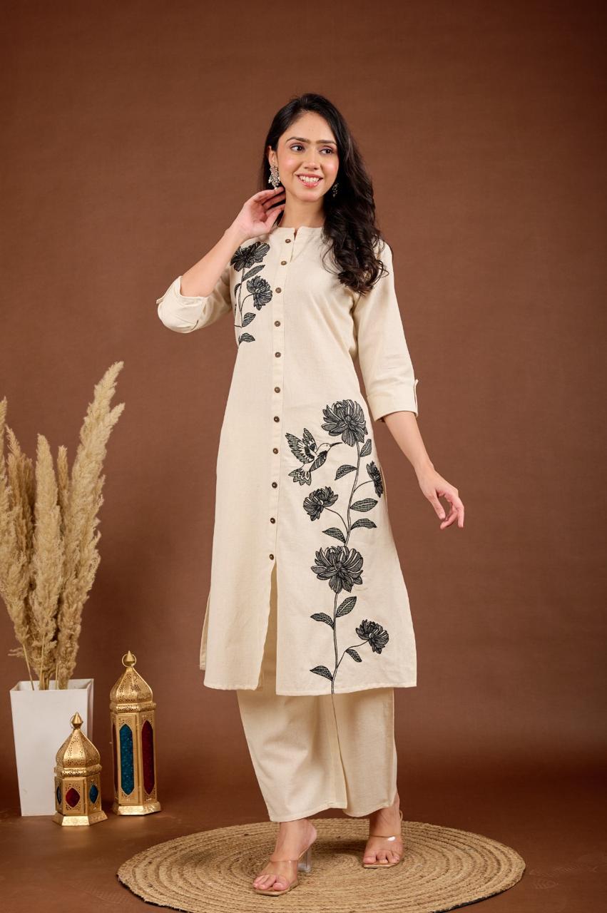 Rajhans Mono Embroidery Cotton Co-ord Set