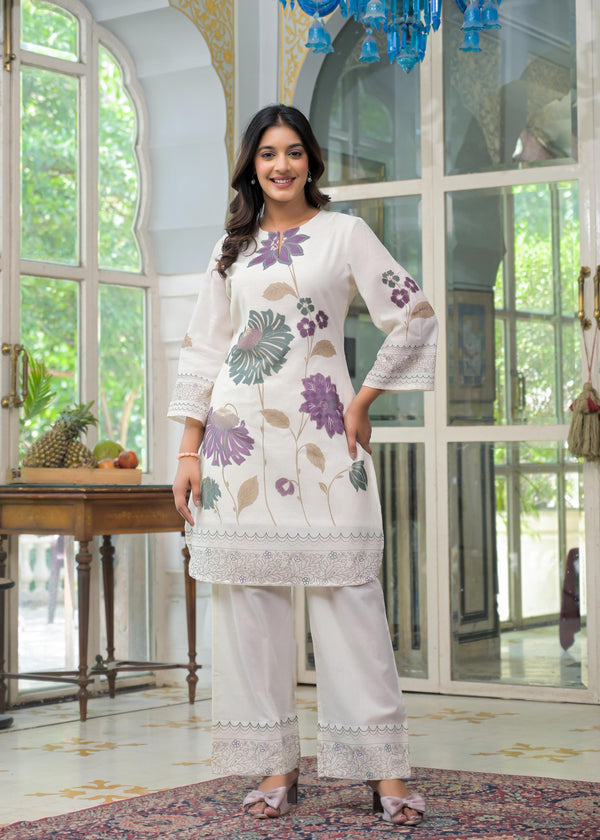 Vastramaya cosmos printed cotton co-ord set