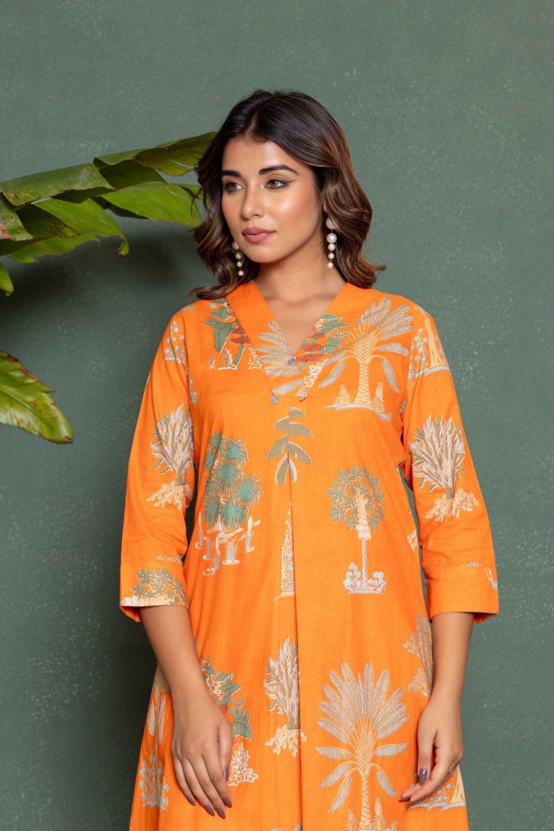 Mika Apricot Printed Kurta Pant Set