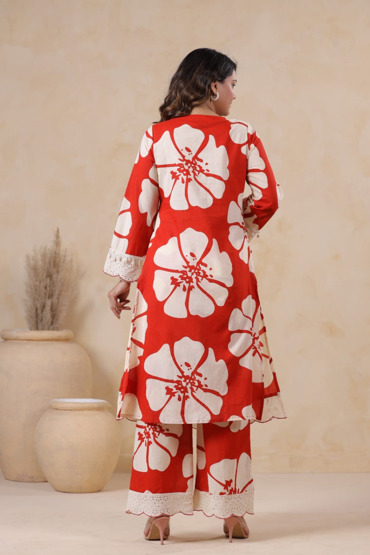 Hardik Sindoori Floral Cotton Co-ord Set