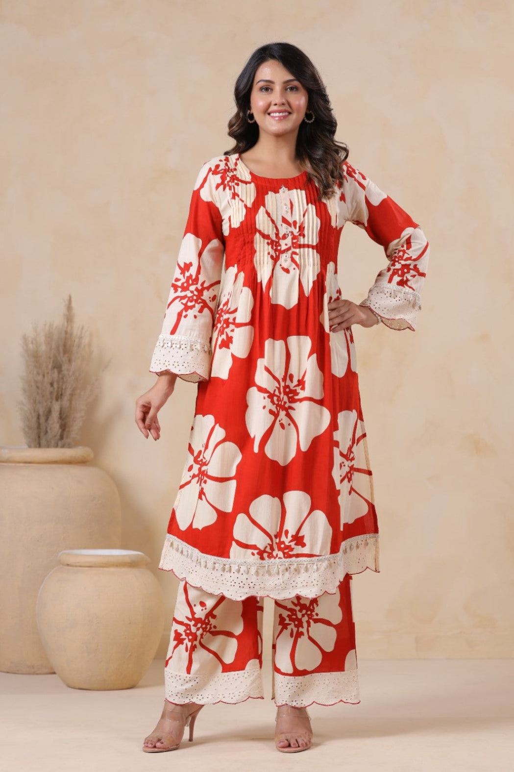 Hardik Sindoori Floral Cotton Co-ord Set