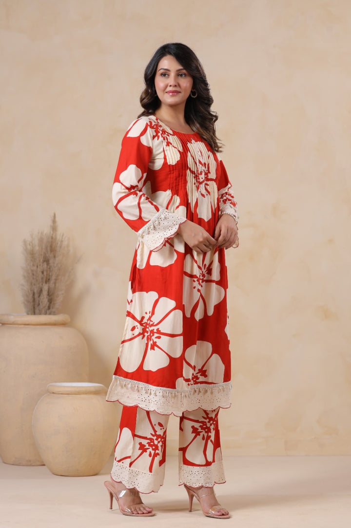 Hardik Sindoori Floral Cotton Co-ord Set