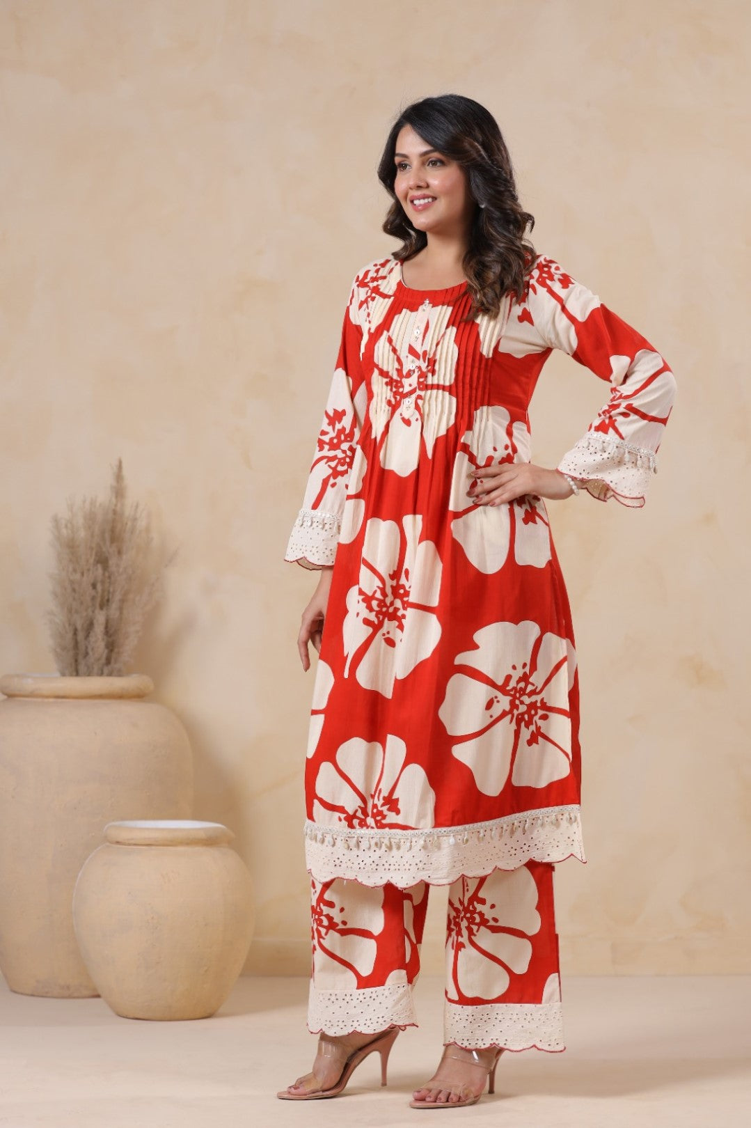 Hardik Sindoori Floral Cotton Co-ord Set
