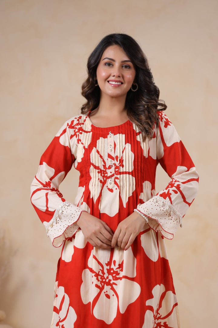 Hardik Sindoori Floral Cotton Co-ord Set