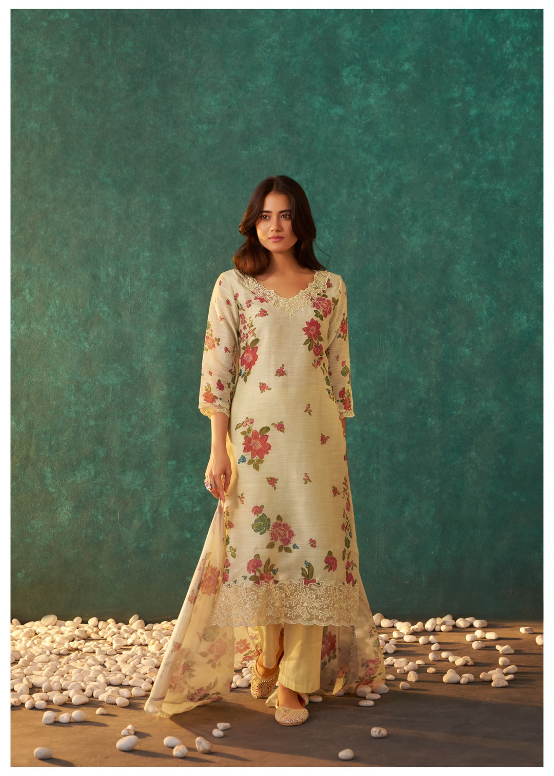 Lalitha Sunshine Floral Linen Work Suit Set
