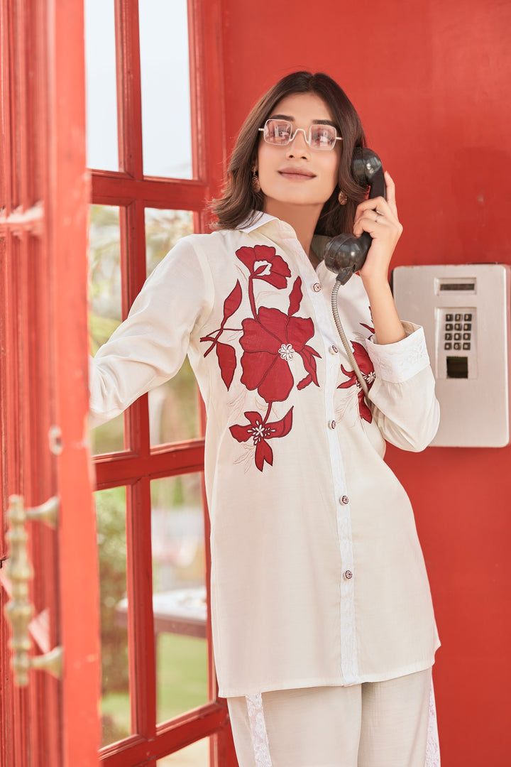 Iyana Daisy Applique Cotton Co-ord Set