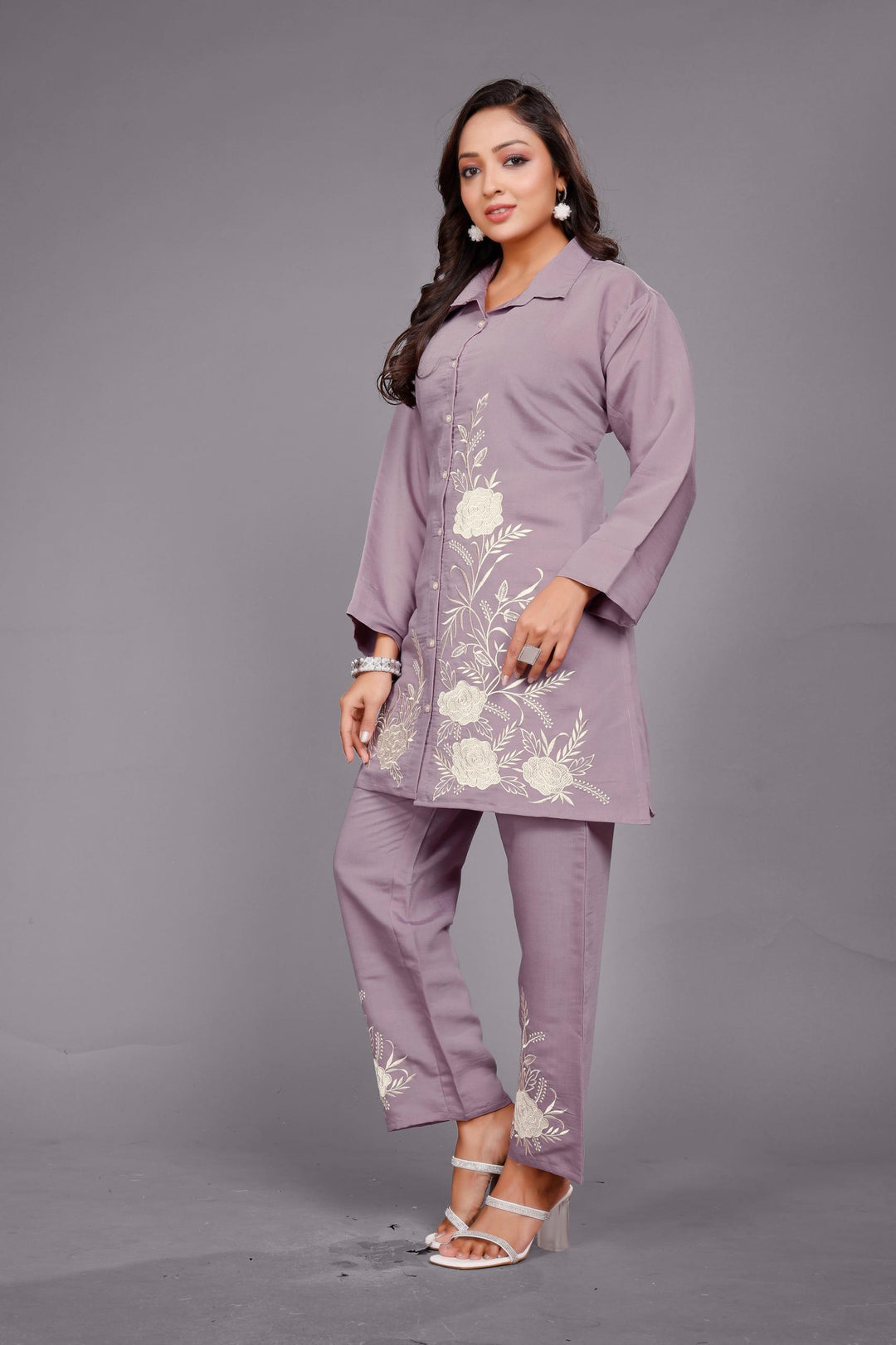 Divya Periwinkle Emrboidered Co-ord Set