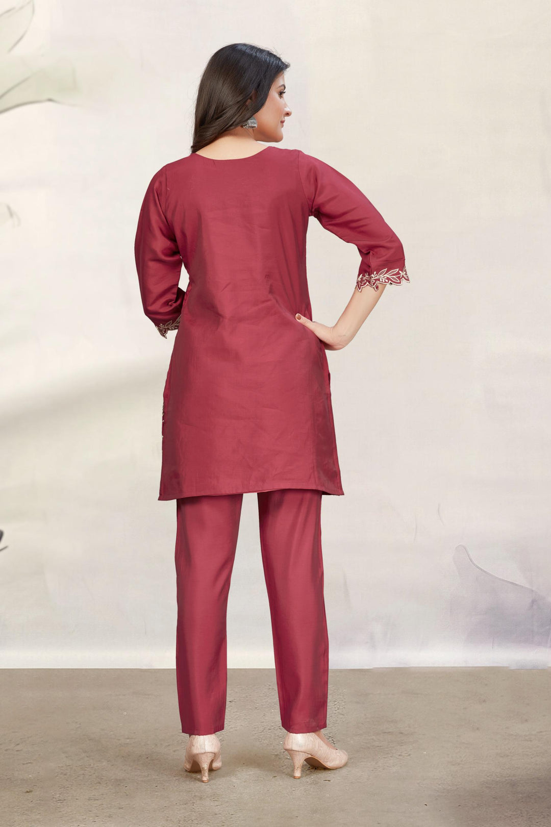 Divya Auburn Embroidered Co-ord Set