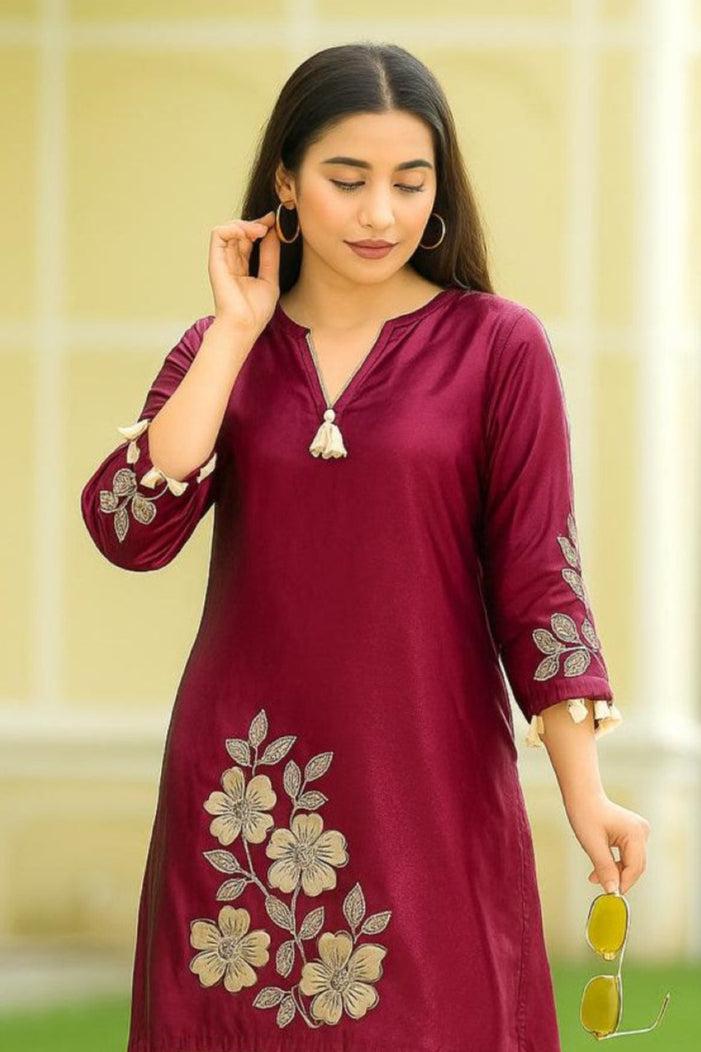 Kara Mulberry Embroidery premium co-ord set