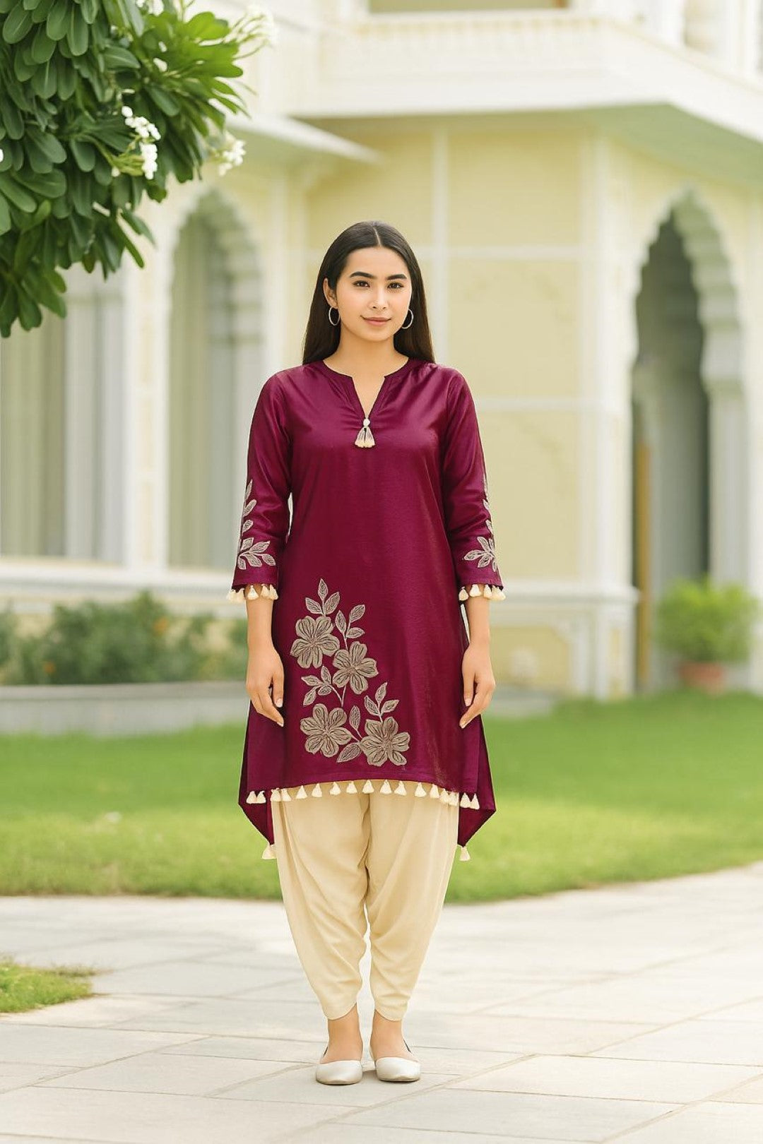 Kara Mulberry Embroidery premium co-ord set