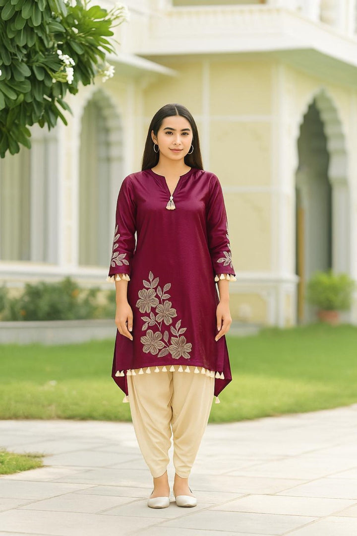Kara Mulberry Embroidery premium co-ord set