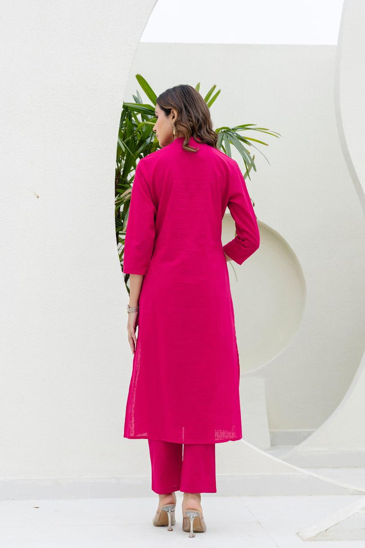 Mokabara Flamingo Embroidery Cotton Kurta Pant Set