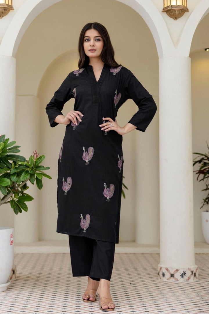 Mokabara Jade Embroidery Cotton Kurta Pant Set