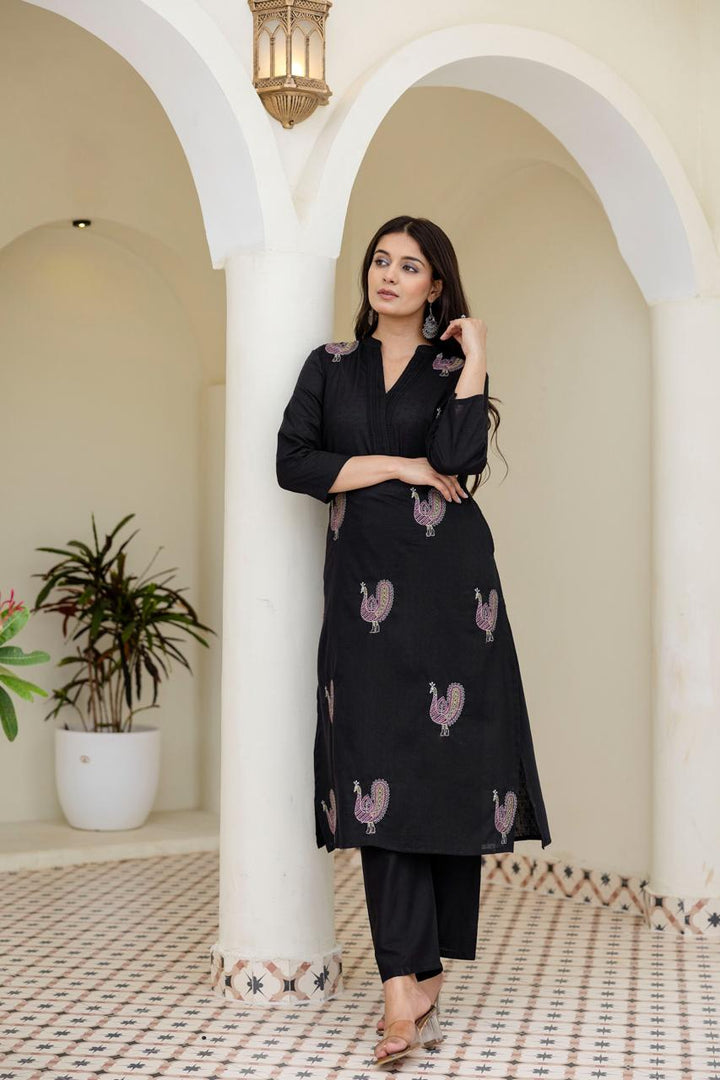 Mokabara Jade Embroidery Cotton Kurta Pant Set