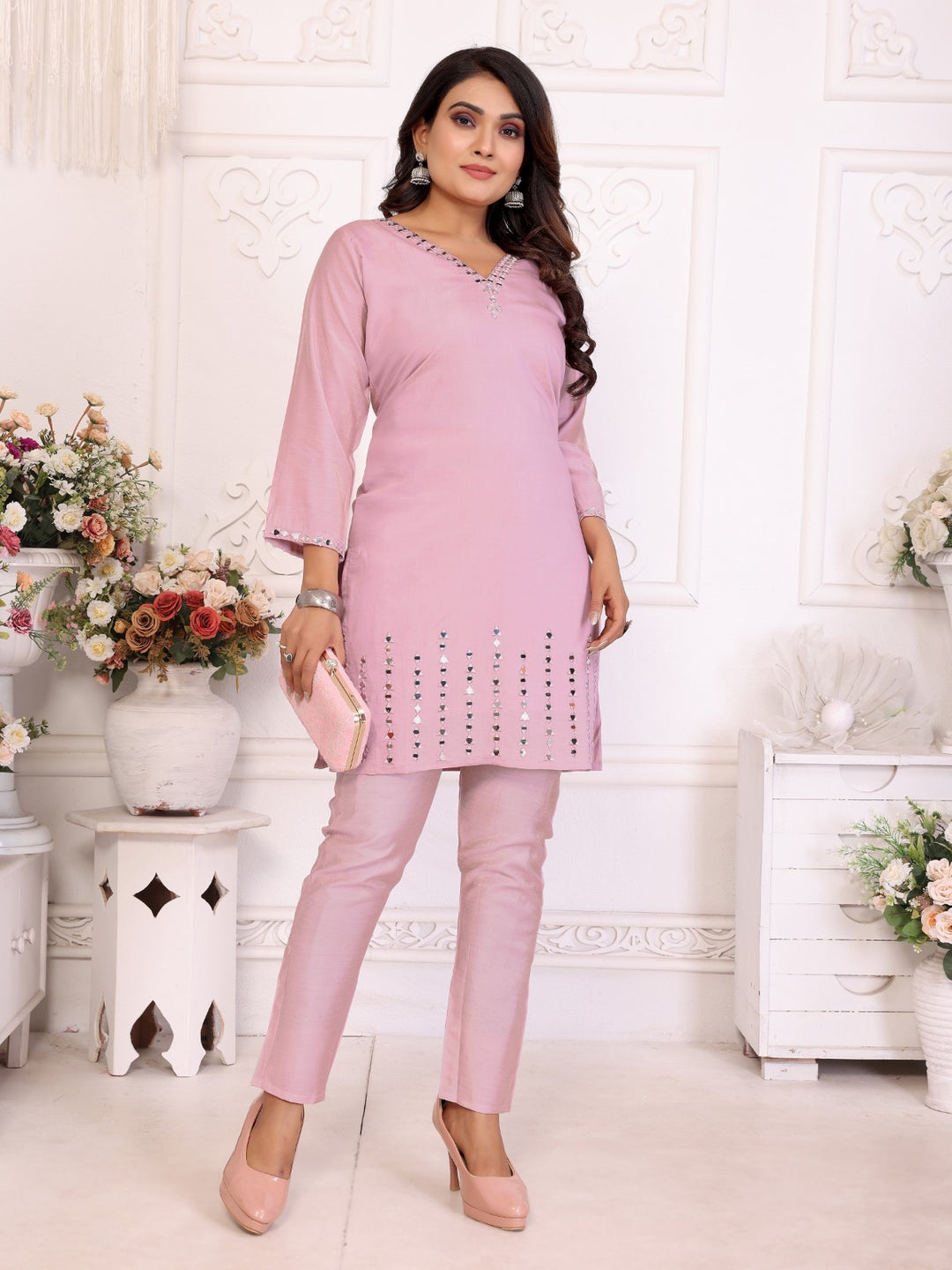Divya Blossom Mirror Work Co-ord Set