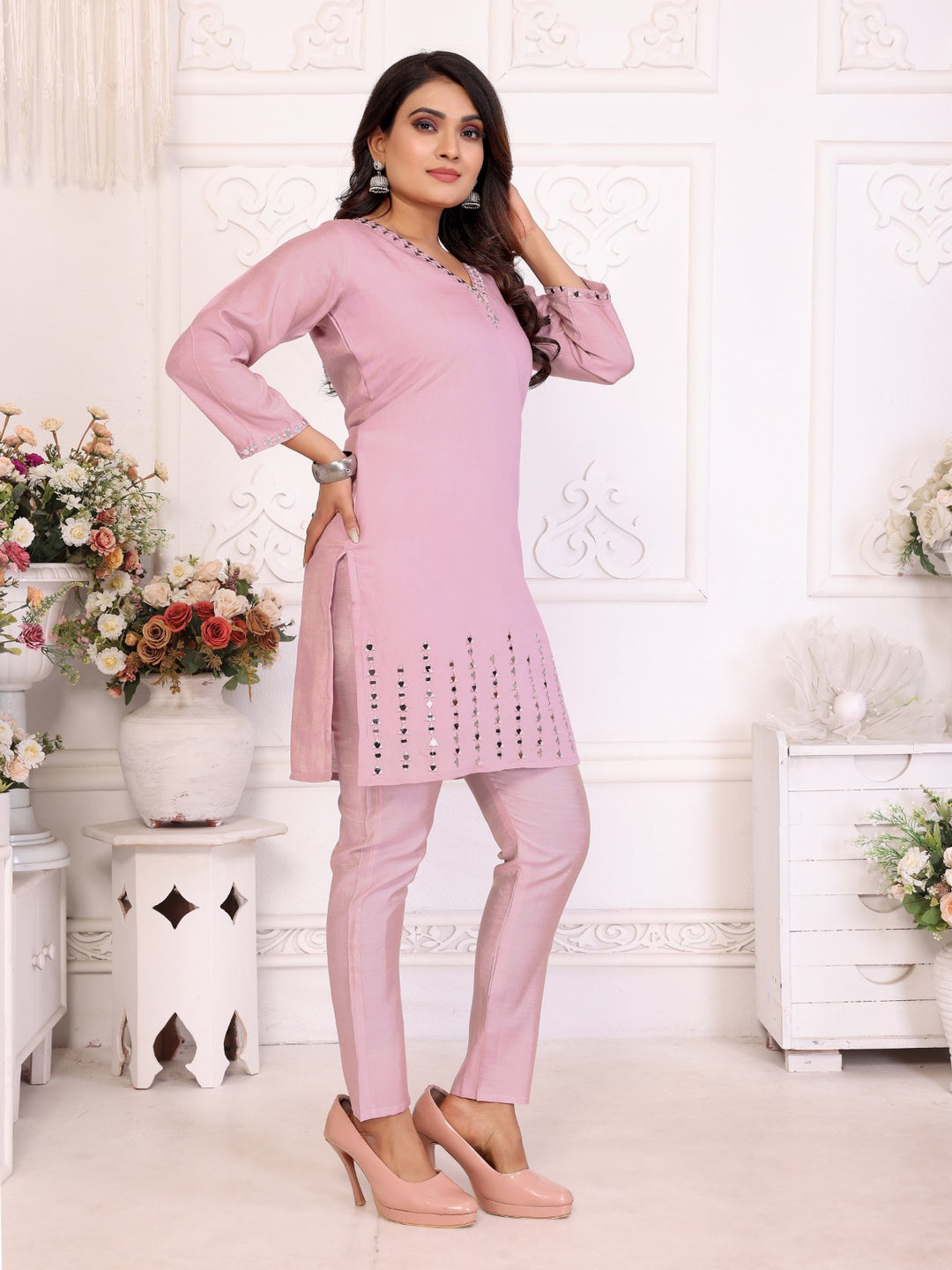 Divya Blossom Mirror Work Co-ord Set