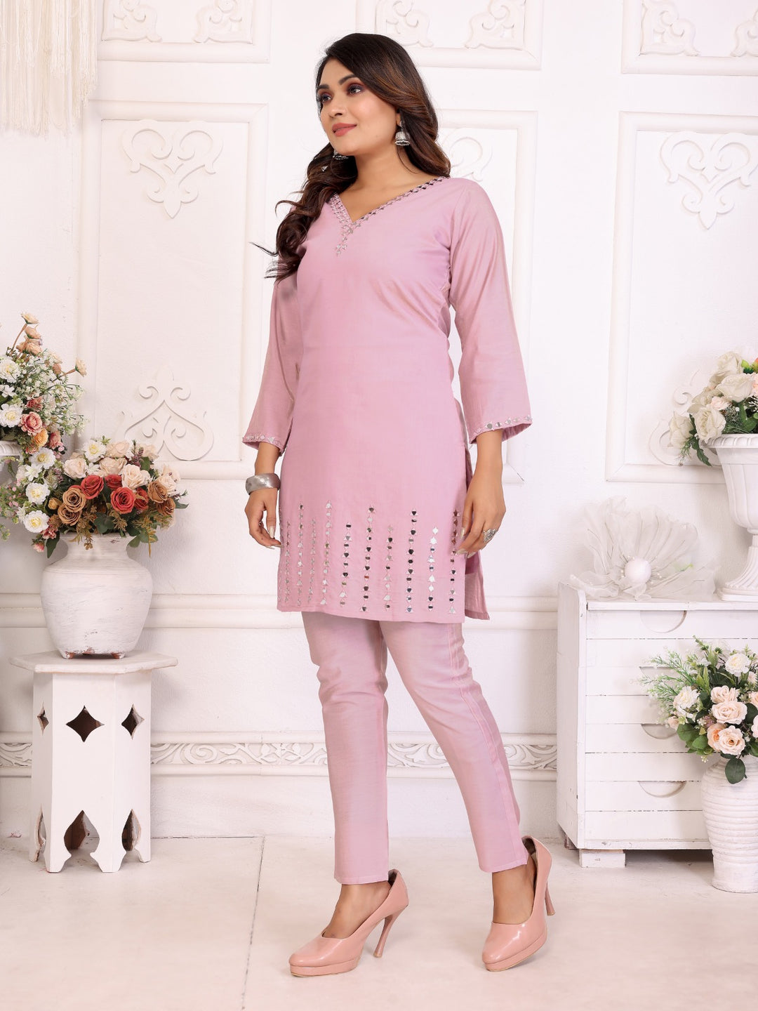 Divya Blossom Mirror Work Co-ord Set