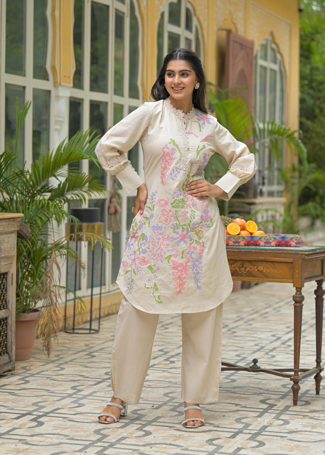 Vastramaya bouquet Embroidery Co-ord set